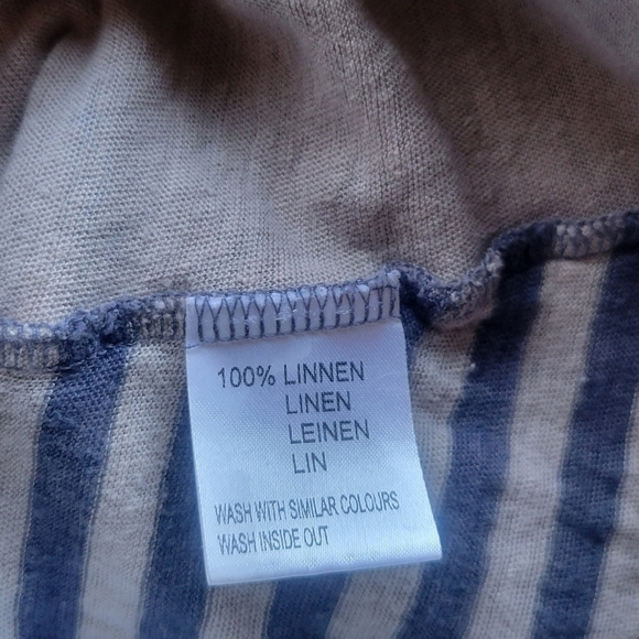 Claudia Strater Tan and Gray Striped Linen Henley Size 40 (Medium) - Picture 8 of 8